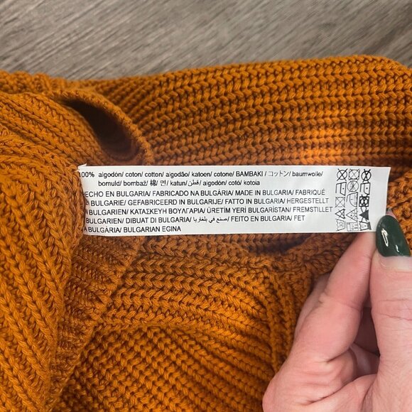 NWT Zara Autumn Orange Mustard Rust Tight-Knit Pullover Turtleneck Sweater Sz Md - Picture 5 of 5